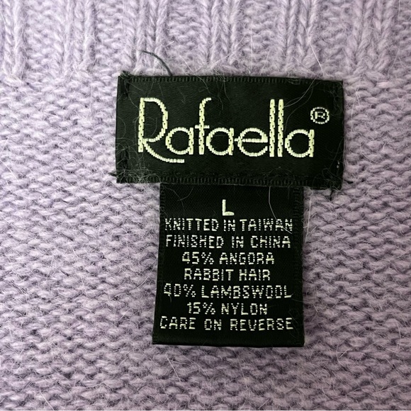 rafaella angora Wool sweater Purple Boxy Preppy Coastal Beach Boho Peasent L - Picture 7 of 8